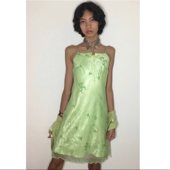 SOLD Green Flower Dress - Picture 2 of 6